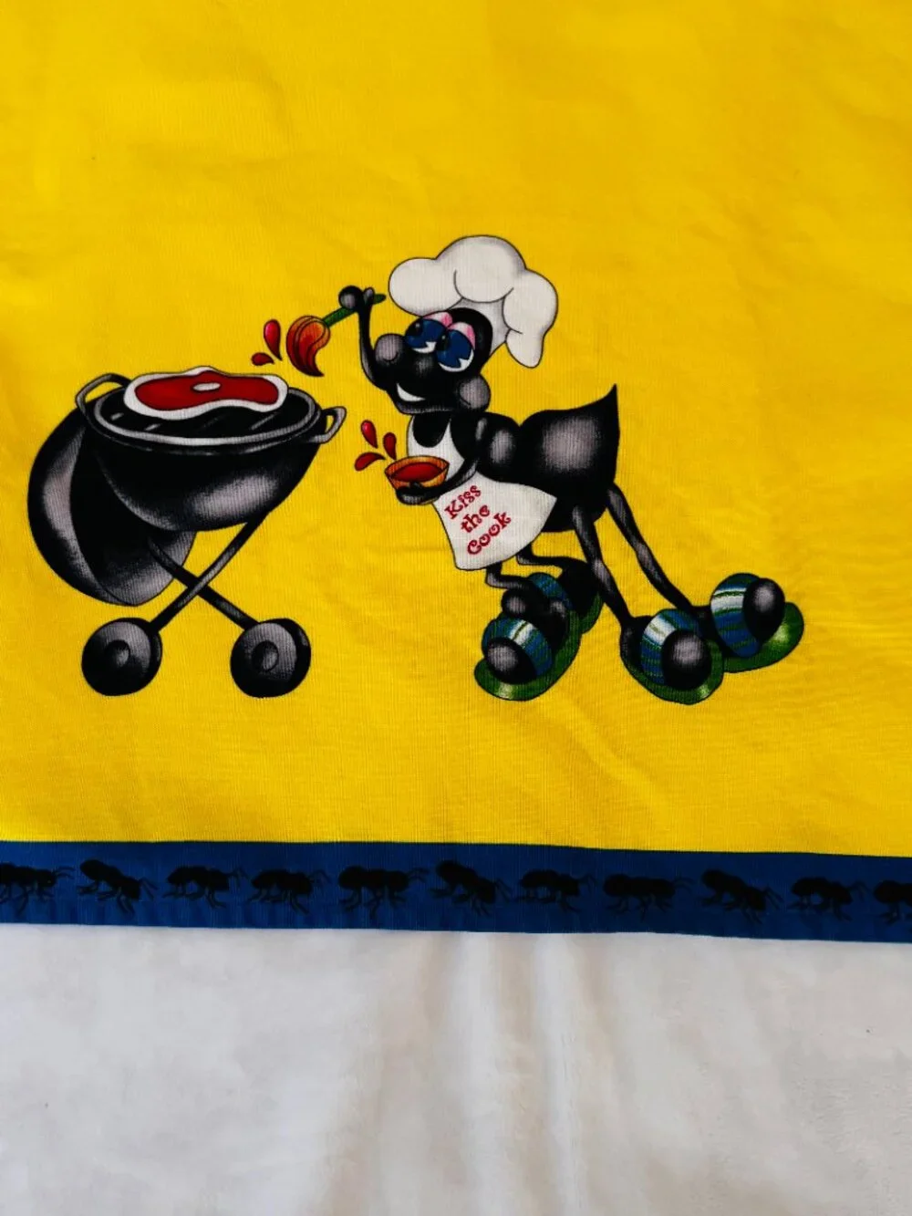 Vtg Novelty Kiss the Cook Yellow Apron 24x33